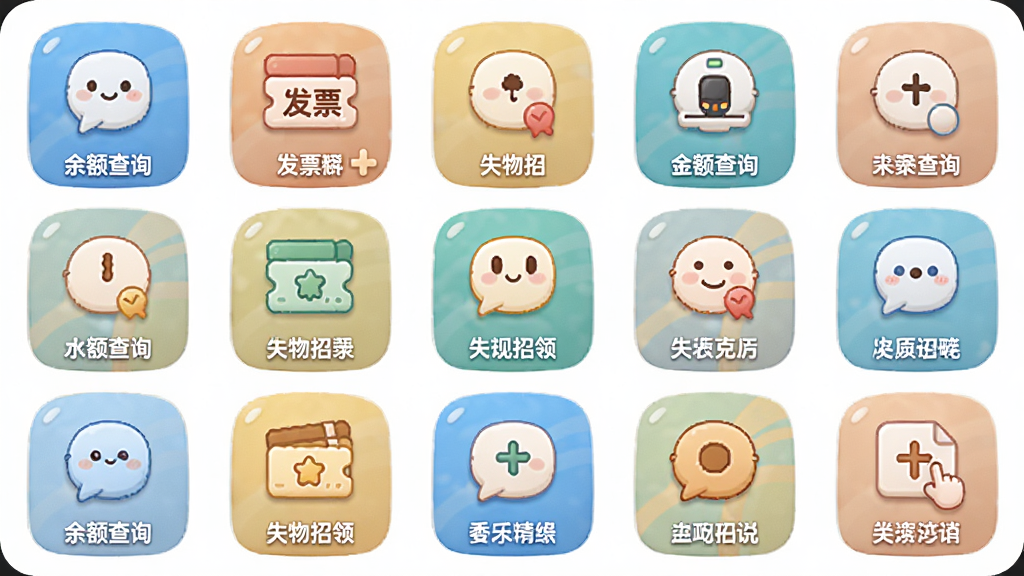 �����˳���App����������棬����Ϊ����ͼ���������У��������룬ÿ��ͼ���·������ֱ�ǩ�����Բ��ɰ���ϸ�ڰ�������ѯ����Ʊ��ʧ�������ͼ�꣬���ʸߣ��޶���Ԫ��