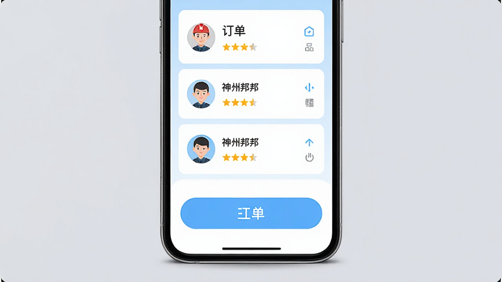 ���ݰ��App����չʾ������Ϊ�ֻ���Ļ�ϵĶ����б���������ť�����־��У�����ǳ����ɫ�����Ű����������ִ���ƽ�����ϸ�ڰ�������ʦͷ����Ǽ����֣����ʸ���ɾ��޶���Ԫ��