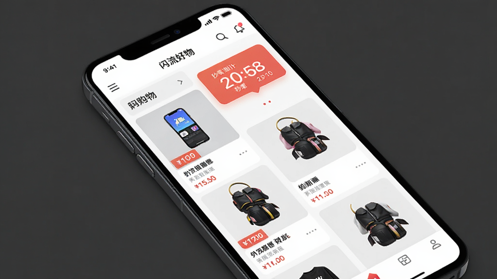 �������� app ������ƣ�����Ϊһ�������ֻ���Ļ��ʾ����Ӧ����ҳ��չʾ��Ʒ�ٲ�������ɱ����ʱģ�飬�����������Ű��࣬����ִ���ƽ��ϸ��ͻ����ƷͼƬ��۸��ǩ�����ʸ���ɾ��޶���Ԫ��