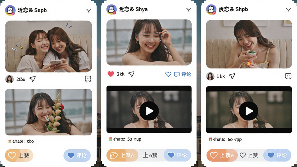 ����App��̬�㳡��Ϣ��������ͼƬ����Ƶ��Ƭ���������۰�ť�����������ã������������ɾ��޶���Ԫ��
