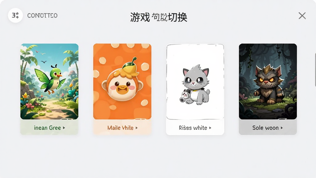 ��Ϸ�����л����棬չʾ�ĸ���ͬ��������ͼ������������ɫ�����ó�ɫ������ɫ�ȣ����沼�����������ʸɾ�