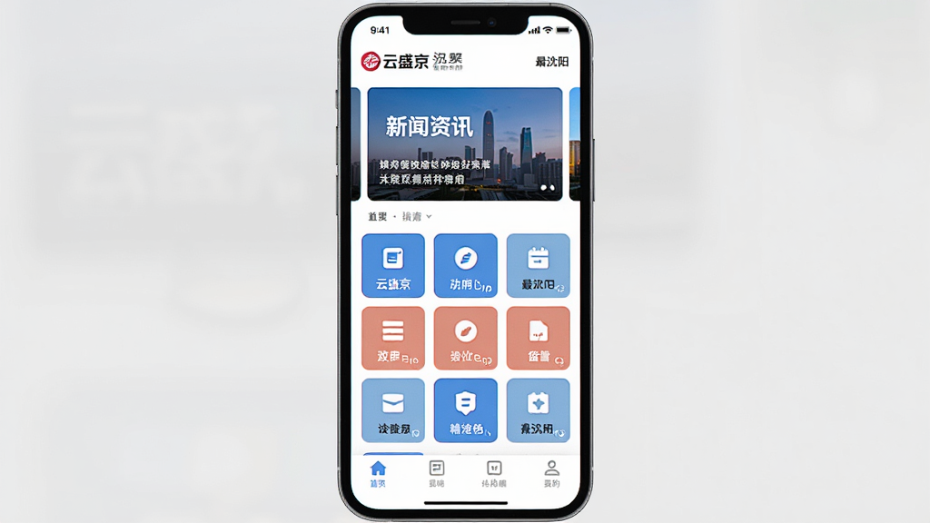��ʢ��APP������ƣ�����Ϊ�ֻ���Ļչʾ�������Ϸ�Ϊ������Ѷ�ֲ�ͼ���в�Ϊ����ͼ�������·�Ϊ��ǩ��������ƽ����ϸ�ڰ�������ʢ����logo�͡���������������ʸ��壬�ɾ����޶���Ԫ��
