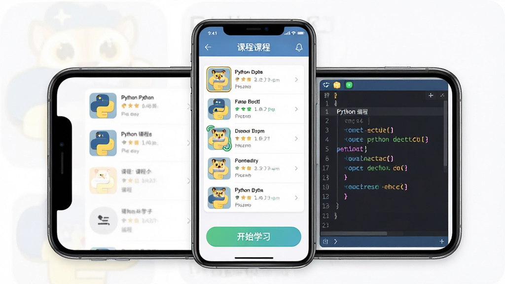 Python���ʨ ѧϰ���� �ֻ� ��ʾ ���� �̳� ��� ���룬���壺�ֻ���Ļ����չʾPython���ʨApp���棬���֣��ֻ����У���Ļ����ʾ�γ��б��ʹ���༭�����Ű棺�����࣬������������������ˬ��ϸ�ڣ���Ļ���С���ʼѧϰ����ť�����ʣ����壬�ɾ����޶���Ԫ��