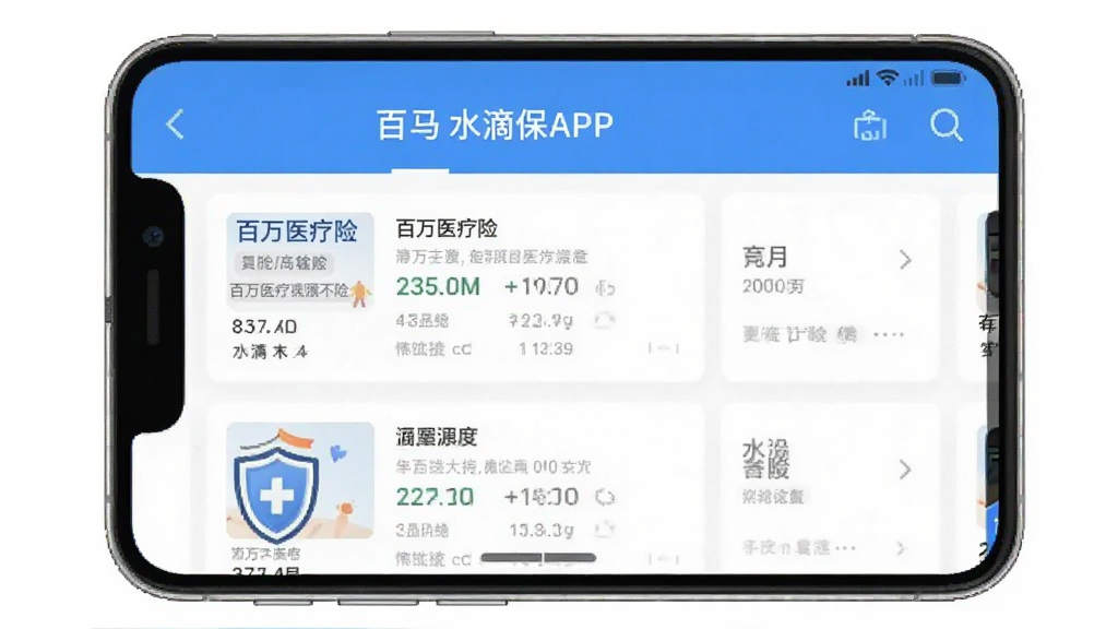 水滴保APP界面截图,展示百万医疗险产品列表,干净无多余元素