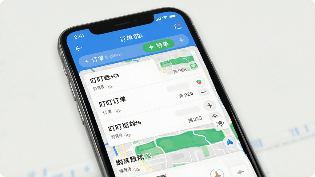 ��������˾����App����չʾ������Ϊ�ֻ���Ļ�ϵĶ����б��͵�����ͼ�������������Ű����࣬���дʵ��ϸ��չʾ�ӵ���ť�Ͷ�����Ϣ�����ʸ��壬�ɾ��޶���Ԫ��