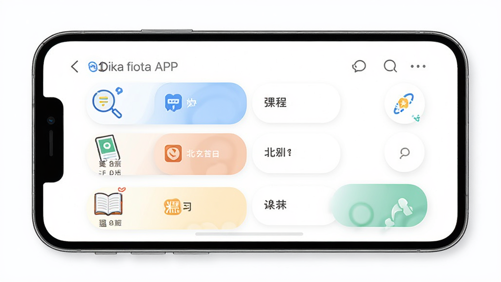 �������APP����չʾ������Ϊ�ֻ���Ļ�ϵ�����ѧϰ�γ��б���������������ѡ������������Ű��ִ�������Լ���£�ϸ��չʾ�����������ϰ����ͼ�꣬���ʸ��壬�ɾ����޶���Ԫ��