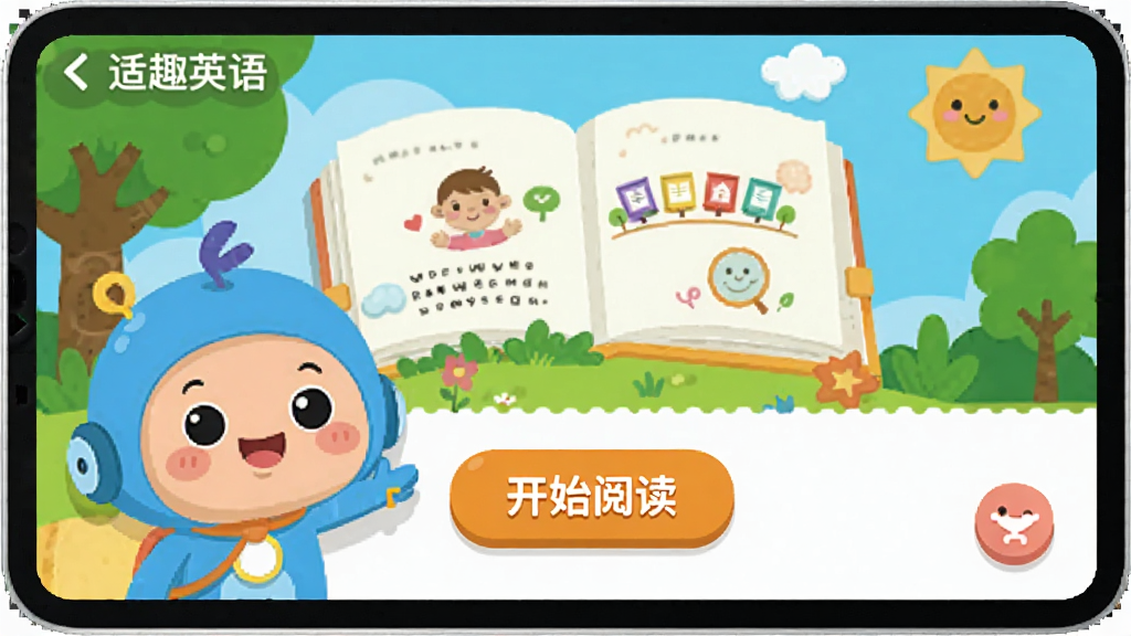 ��ȤӢ����������չʾ��һ���ɰ��Ŀ�ͨ�������󣬱�����ɫ�������Ļ汾�Ķ����棬�����С���ʼ�Ķ�����ť�����沼�ּ����������ƽ����Ʒ�񣬸߱��Ͷȵ�ɫ�ʴ��䣬����ͯȤ�����ʸɾ����޶���Ԫ��