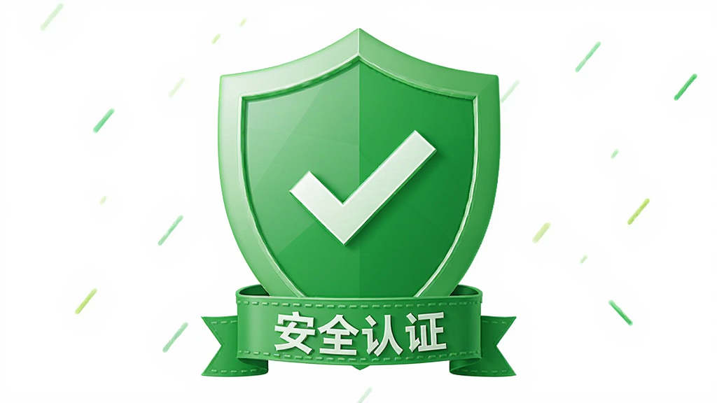 越吃越有安全盾牌图标,主体为绿色盾牌中央有对勾,布局居中,排版简洁,风格可靠,细节有“安全认证”字样,画质清晰干净无多余元素