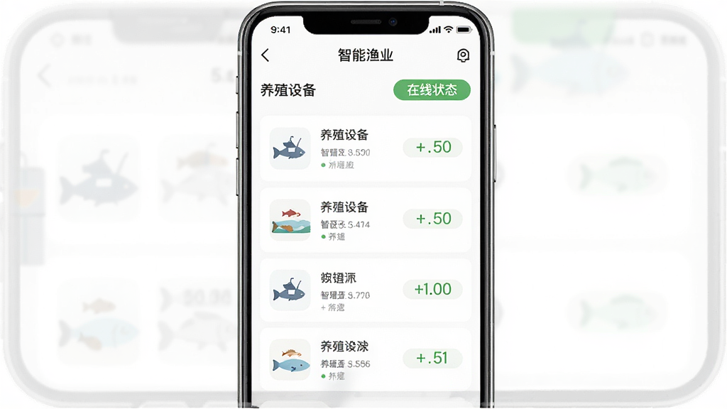 �ǻ���ҵapp�豸��������չʾ��ֳ�豸�б�������״̬���ֻ���Ļ���У���ɫ��������ƽ����Ʒ�񣬸ɾ����࣬���廭��
