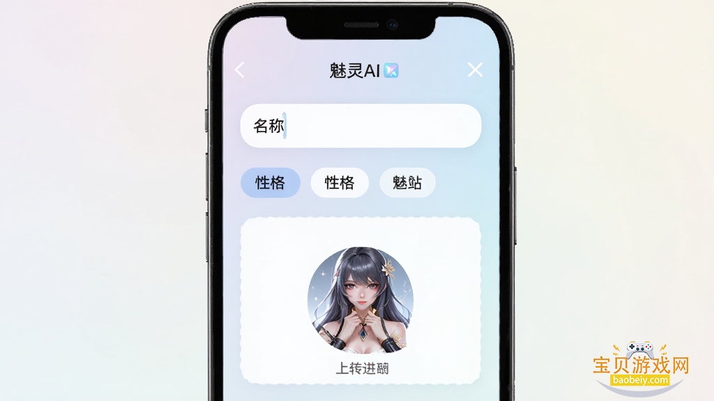 ����AI��ɫ�������棬�ֻ���Ļ��ʾ��ɫ�༭��������������������Ը��ǩѡ��ͷ���ϴ����򣬱�������͵�ǳɫ���䣬���������ִ��������������ɾ��޶���Ԫ�أ�ͼƬ�����ֱ�ע