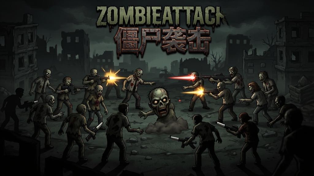 ZombieAttack 僵尸袭击 游戏界面 僵尸军团 策略战斗 暗黑风格 高质量 干净 无多余元素