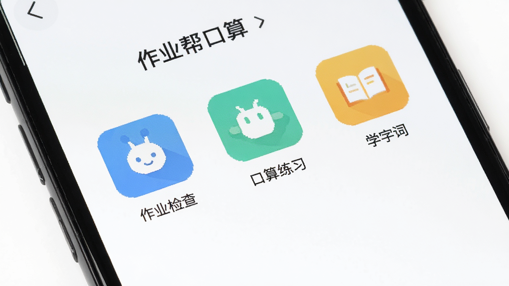 ��ҵ�����APP�������ͼ���ֻ���Ļչʾ��ҵ��顢������ϰ��ѧ�ִʵȹ���ͼ�꣬��ɫ��������ƽ����Ʒ�񣬻���ɾ����࣬�޶���Ԫ�أ����廭��
