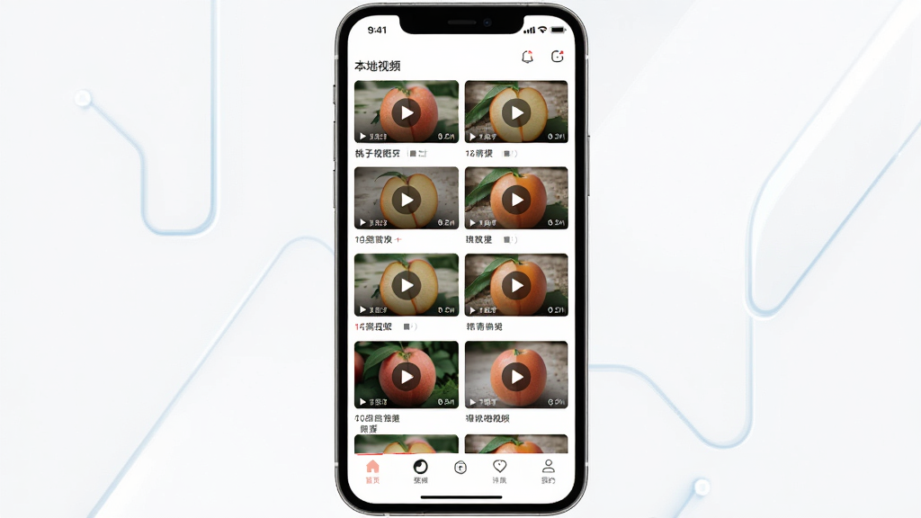 ������ƵӦ�ý���չʾ������Ϊ�ֻ���Ļ��ʾ������Ƶ�����б������־��У��Ű��࣬����ִ��Ƽ��У�ϸ�ڰ�����Ƶ����ͼ�����Ű�ť���ײ��������������������ɾ����޶���Ԫ��