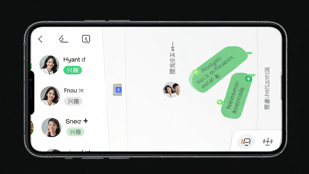 熟见App同城社交功能展示图,主体为手机屏幕显示附近用户列表和聊天界面,布局居中,排版简洁,风格清新现代,细节包括头像、兴趣标签、聊天气泡,画质高清,干净,无多余元素