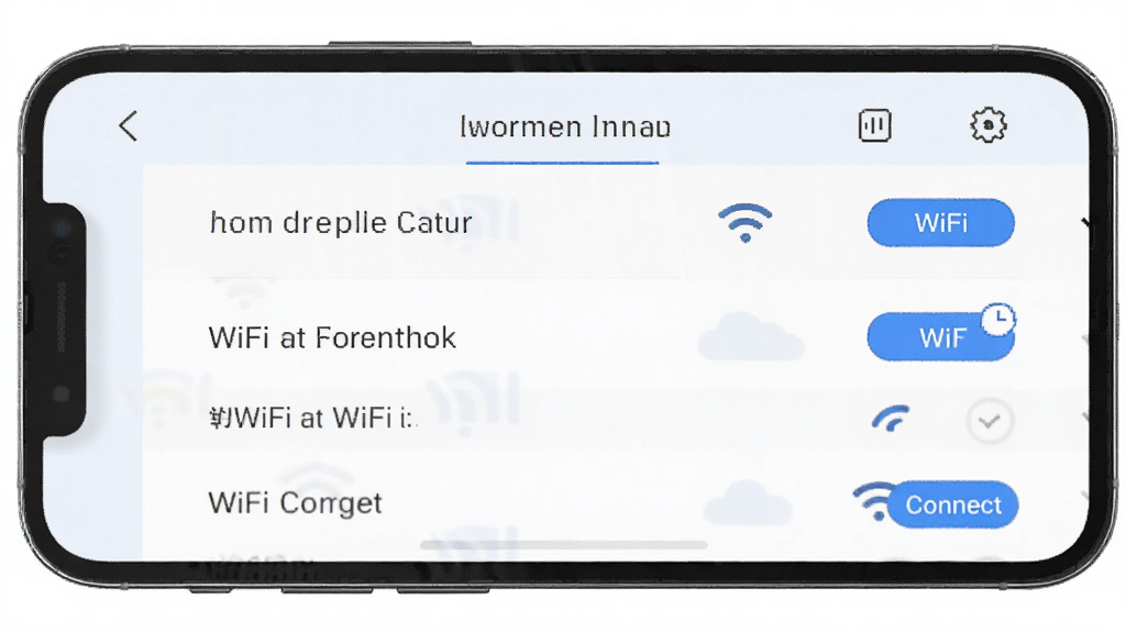 �ֻ���Ļ��ʾ���ܷ�������Կ�������棬����Ϊ���в��ֵ�WiFi�б����Ű�����ˬ�����Ϊ��ƽ���Ƽ��У�ϸ�ڰ�����ɫ���Ӱ�ť���ź�ͼ�꣬�����������ɾ����޶���Ԫ��
