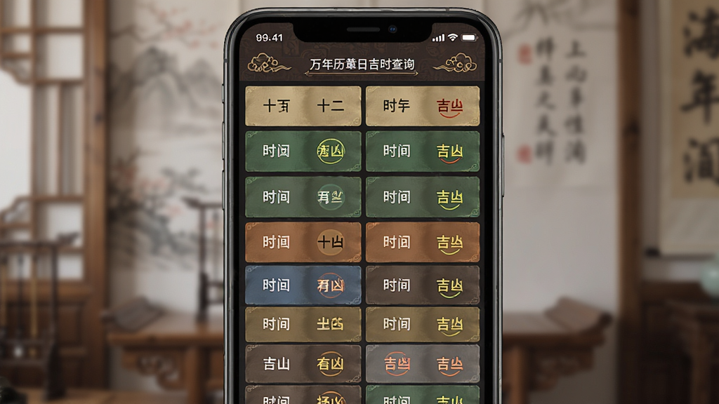 �������������ռ�ʱ��ѯ���棬����Ϊ�ֻ���Ļ��ʾʮ��ʱ�������б��������������У��Ű����룬���ŵ����£�ϸ�ڰ���ʱ�����ơ����ױ�ע����ɫ���֣����������ɾ�