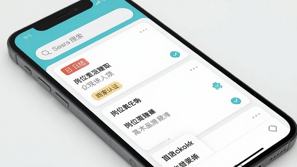 灵活赚兼职软件界面截图,主体为手机屏幕展示兼职任务列表,布局为上下结构顶部搜索栏中部岗位卡片,排版整齐,风格清新简约,细节包含日结标签和商家认证图标,画质清晰干净无多余元素