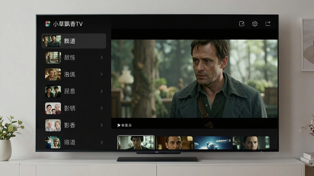 С��Ʈ����TV����������չʾ���������Ӵ������ŵ�Ӱ���棬���Ӱ���������沼�֣����Ƶ���б������ɼ������廭�ʣ��ɾ��޶���Ԫ��
