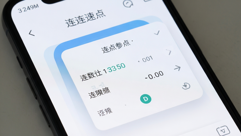 手机屏幕显示连连速点软件界面,悬浮窗开启状态,界面中有连点参数设置面板,背景为浅色简约风格,画面干净清晰,无多余元素,高画质