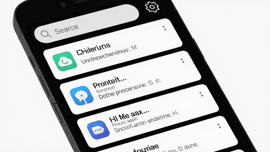 ʵ��֪ͨapp��׿�湦�ܽ���չʾ���ֻ���Ļ�г��ֿ�Ƭʽ֪ͨ�б���ÿ��֪ͨ�����ɿ飬����Ӧ��ͼ�����ϢժҪ�������������������ð�ť������Ϊǳɫ�����񣬻���ɾ��޶���Ԫ�أ����廭��