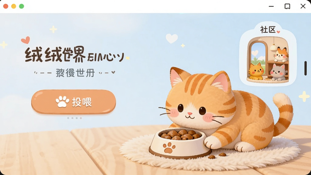 ������������������չʾ��һֻ�ɰ�����è���ڽ�ʳ�����沼����������Ͷι��ť��������ڣ������ܰ�����������������ɾ��޶���Ԫ��