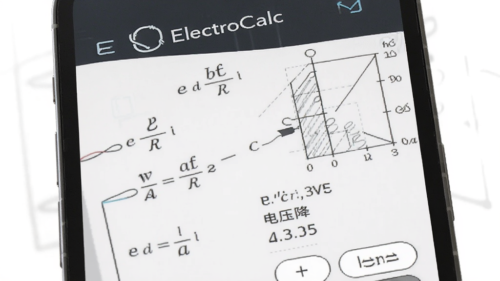 ������ElectroCalc�������ֻ���Ļ�ϵļ�����棬����Ϊ����չʾ���Ű������·��ʽ��ͼ�������Ϊ�Ƽ���Լ�磬ϸ���е��߽������͵�ѹ����ֵ�����������ɾ��޶���Ԫ��