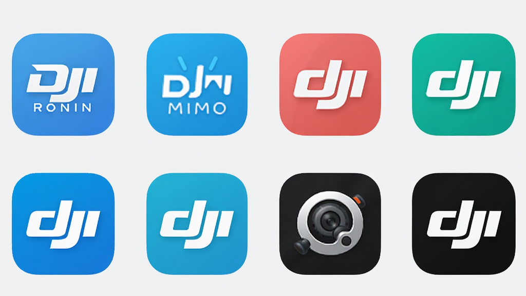 һ��չʾ��� DJI �ٷ� app ͼ���ͼƬ������ DJI Ronin��DJI Mimo��DJI Fly �ȣ�ͼ������������ǳ��ɫ�����ϣ��������ˬ�����ʸ��壬�޶���Ԫ��