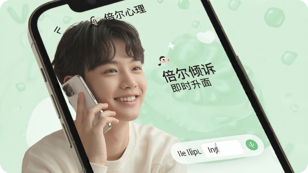 ��������App��ʱ���߽��棬�ֻ���Ļ��ʾ���ֺ�������������ǳ��ɫ������һλ�����˶����ֻ�΢Ц�����������ů��ϸ�����������ʸɾ����޶���Ԫ��