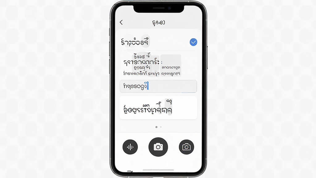缅甸语翻译通软件界面展示,主体为手机屏幕显示中缅双语翻译结果,布局为上下分栏,排版简洁清晰,风格现代简约,细节包含文字输入框、语音按钮、拍照图标,画质高清,干净无多余元素