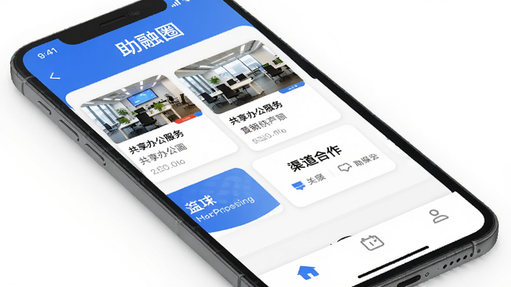 ����Ȧ Ӧ�ý����ͼ����������Ϊһ�������ֻ�����Ļ����ʾ����ȦAPP����ҳ��ҳ�沼�������������С�����Ȧ���������м�չʾ��������칫����Ƭ������������ڣ��ײ��е�������������������ɫ������ɫ�Ͱ�ɫΪ����ϸ�ھ��£������������ɾ��޶���Ԫ�ء�