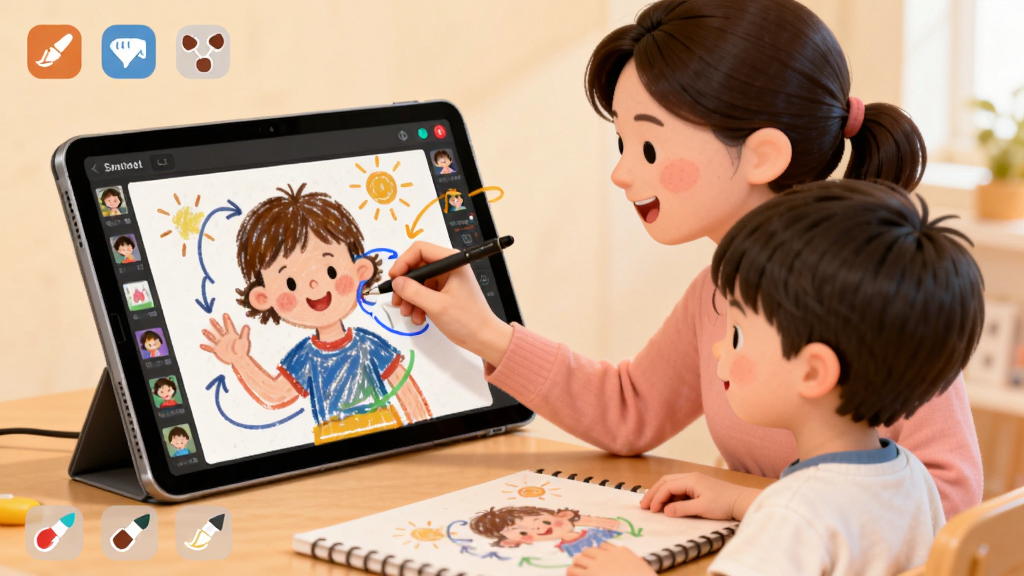 ������1��1���߿��ó�����������һλ������ʦ��һ��С����ͨ��ƽ����Խ�����Ƶ���ߣ���ʦ������Ļ��Ȧѡ���ӵĻ������н��⣬����Ϊ���ҷ������Ű����룬�����ܰ���ã�ϸ�ڰ����滭����ͼ�ꡢʵʱ��ע��������Ʒ����ͼ�������������ɾ����޶���Ԫ��