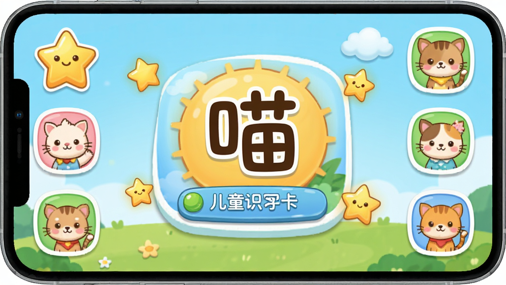 ������ͯʶ��APP������չʾ����ͨ��񣬲�����������Ļ������ʾ����ѧϰ�ؿ���ڣ����ֲܷ����ǽ���������ͼ�꣬�Ű��࣬���ͯȤ��ϸ�ڷḻ�������������ɾ����޶���Ԫ��