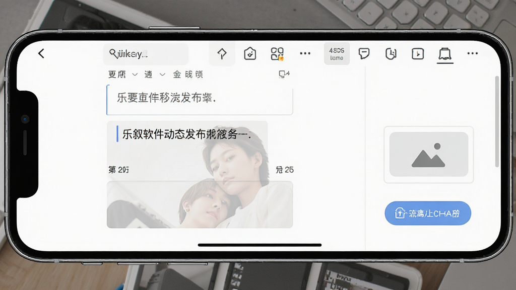 乐叙软件动态发布界面截图,主体为手机屏幕展示图文编辑页面,布局居中,排版简洁,风格清新现代,细节包含文字输入框和图片上传按钮,画质清晰,干净,无多余元素