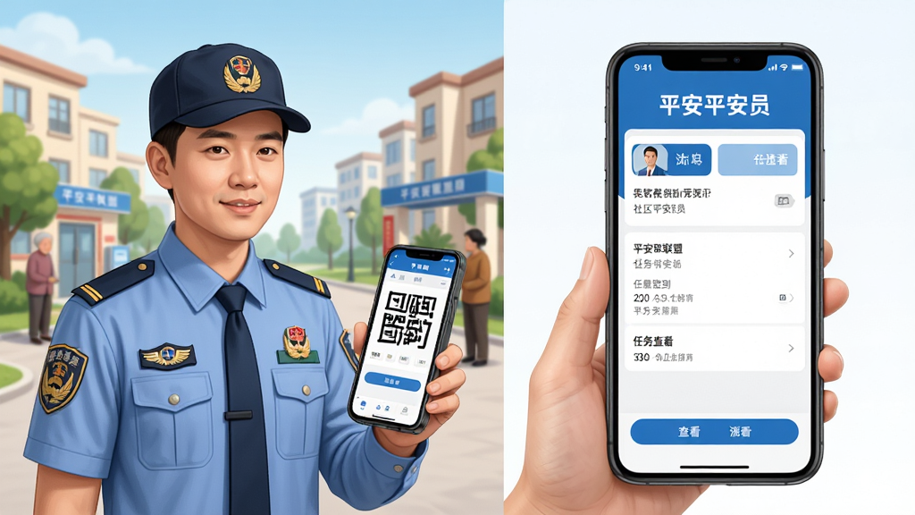 ƽ������Ӧ�ó���ʾ��ͼ������Ϊ����ƽ��Աʹ���ֻ�����ɨ��ǩ��������鿴������Ϊ���ҷ�����������Ҳ��ֻ����棬�Ű��������򣬷��Ϊдʵ�廭�磬ϸ�ڰ��������������Ʒ���Ա���ֻ���Ļ��ʾƽ�����˽��棬���ʸ���ɾ��޶���Ԫ��