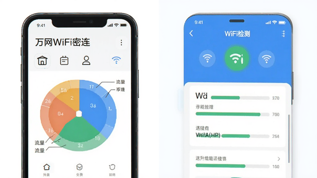 ����WiFi�������Ӧ�ó���ʾ��ͼ������Ϊ�ֻ���ʾ����ɳ�̺�WiFi�����棬�������ҷ������Ű�����������ƽ����ϸ�ڰ�������ͼ��ͽ����������ʸɾ��޶���Ԫ��