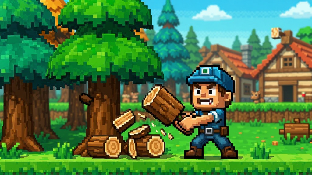 Lumber Flow��Ϸ��ɫ������ɭ���п�����ɫ��ľ����ɫ����������ľ�ĵ��䶯���������д�ׯ���������������������ϸ�ڷḻ����������