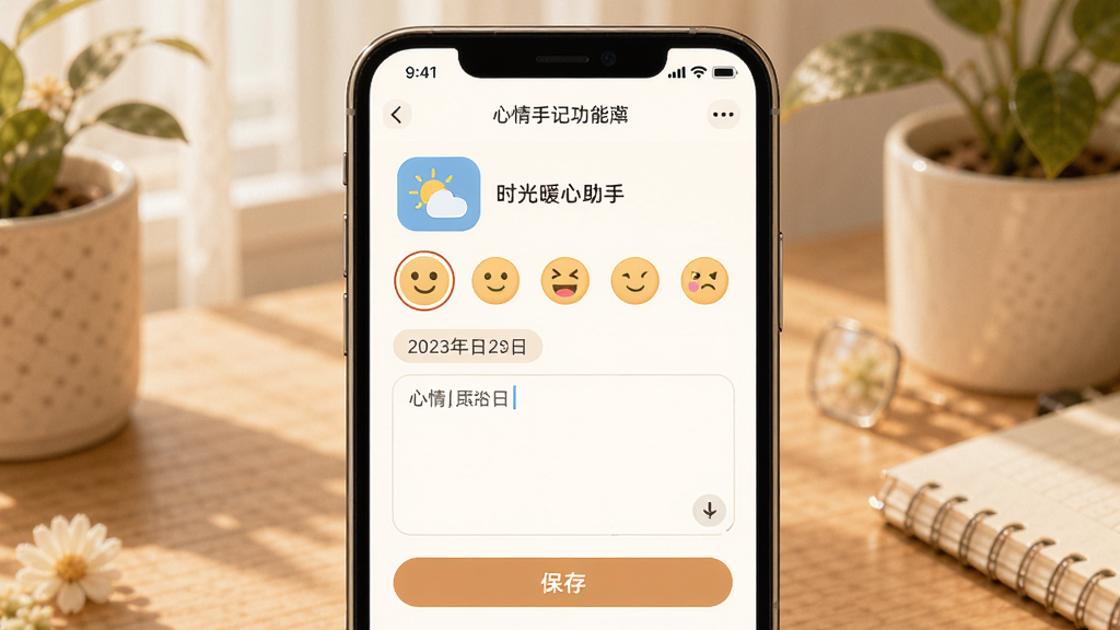 ʱ��ů������ �����ּǹ��ܽ��棬����Ϊ�ֻ���Ļ����ʾ�ּǱ༭ҳ�棬���ְ�������ͼ�ꡢ�������ѡ����������������Ű������������ܰ��Լ��ϸ�ڰ������ڱ�ǩ�뱣�水ť�������������ɾ����޶���Ԫ��