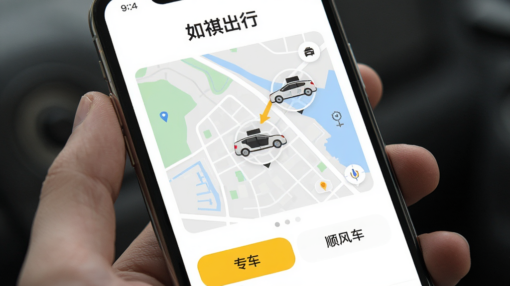 �ֻ���Ļ��ʾ��������App�����棬��ɫ�����������С��������С����ֱ�ʶ���м��ǵ�ͼ�ͳ���ͼ�꣬�ײ��С�ר������˳�糵����ť������ɾ����࣬��ƽ����Ʒ�񣬻����������޶���Ԫ��