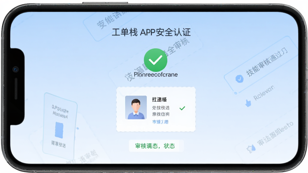 ����ջAPP��ȫ��֤���棬�ֻ���Ļ��ʾ�������ͨ��ҳ�棬����Ϊǳ��ɫ���䣬���־��У����������ϸ�ڰ����Թ�ͼ�ꡢ֤���ϴ��������״̬���֣����ʸ��壬�ɾ����޶���Ԫ��