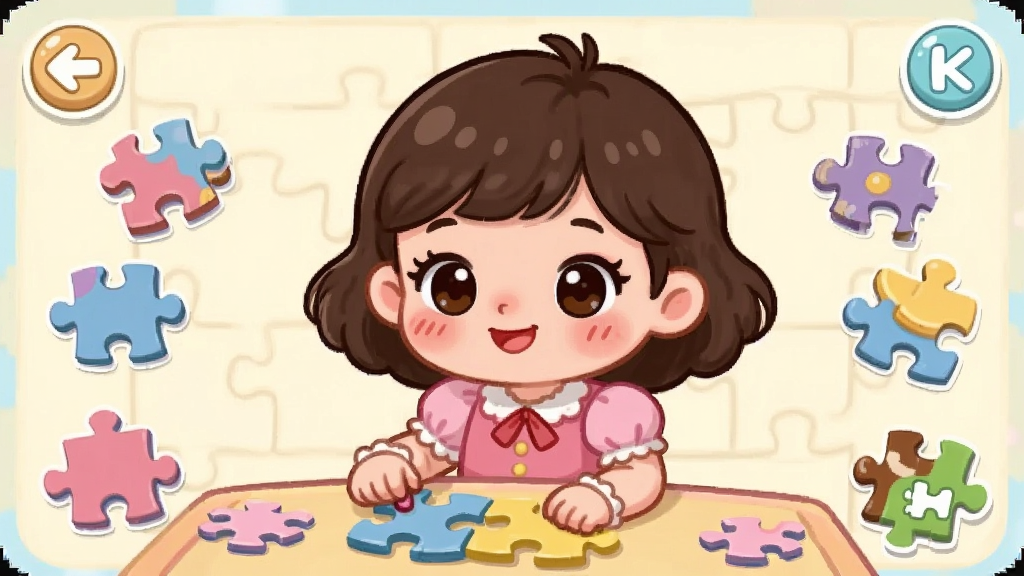����������ƴͼ��Ϸ���棬������һ���ɰ���СŮ����ɫ������Ϊ�м��ɫչʾ���Ű�Ϊ��Ϸ�����񣬷��Ϊ������ͨ��ϸ�ڰ������͡�ױ�ݡ����κ�ƴͼ��Ƭ�������������ɾ����޶���Ԫ��