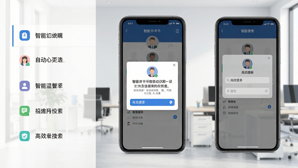 ��ҵ��APP����չʾ����������Ϊ�ֻ���Ļ����Ļ����ʾ���������Զ�ʶ����Ա��Ϣ����ʾ�����͸�Ч������������Ϊ���İ칫�һ��������ֲ������ҷ����Ű棬���չʾ�����б����Ҳ�չʾ�ֻ����棬���Ϊ�ִ������ƽ����ϸ�ڰ���������ͼ������ֱ�ǩ�����ʸ��壬�ɾ����޶���Ԫ��