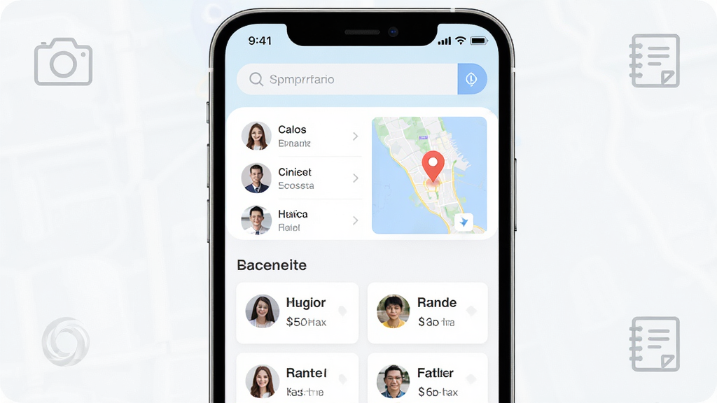 ��ҵ��APP�ͻ��������棬��������Ϊ�ֻ���Ļ��ʾ�ͻ������б��͵�ͼ��λ��ǣ����ֲ������½ṹ���Ϸ�Ϊ���������·�Ϊ��λ������Ŀͻ���Ƭ�����Ϊ����ǳɫ����磬ϸ�ڰ���ˮӡ���ͼ��ͼ��˱�ͼ�꣬���ʸ��壬�ɾ����޶���Ԫ��