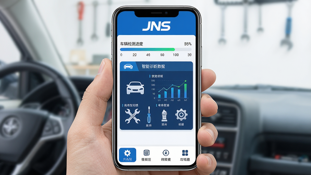 �ֻ���ĻչʾJNS�������棬����Ϊ����ά������ϵͳ������Ϊ���·�����������ʾJNS��־�ͳ��������������в�Ϊ�������������壬�ײ�Ϊ���ܵ�����ť���Ű����࣬���Ϊ�Ƽ�������ɫ��ϸ�ڰ�������ͼ�ꡢ����ͼ����ά�޹���Ԫ�أ����ʸ��壬�ɾ����޶���Ԫ��