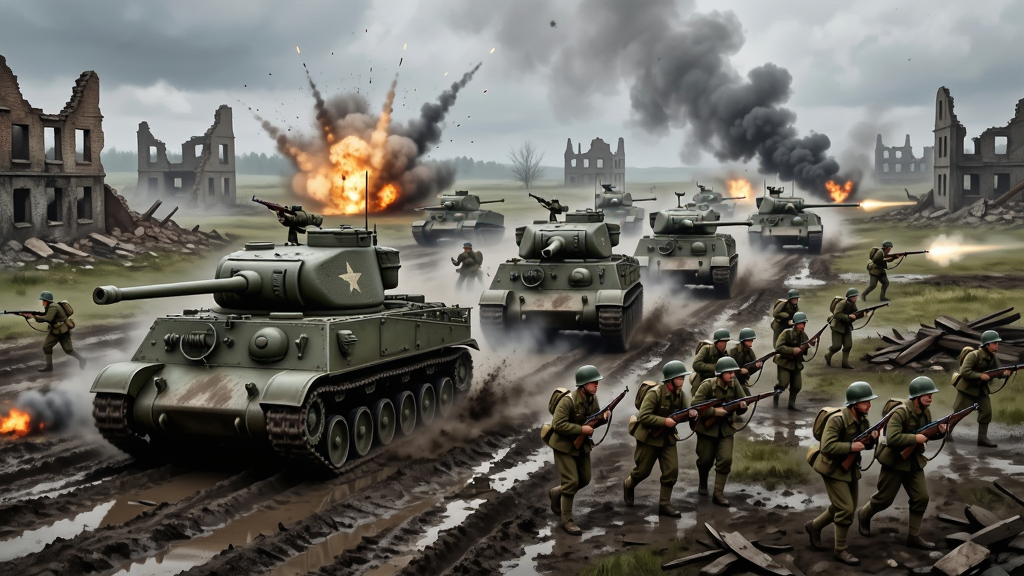 World War 2 Heroes Army WW2 Battlefield Game ��ʵ��սս������������Ϊ̹�˼�Ⱥ����벽��Эͬ��ս������Ϊ����ս��ȫ�����Ű���ú��������ͼ�����Ϊдʵ���·磬ϸ�ڰ�����ը��⡢���̡����潨������Ţ���棬���ʸ��壬�ɾ����޶���Ԫ��