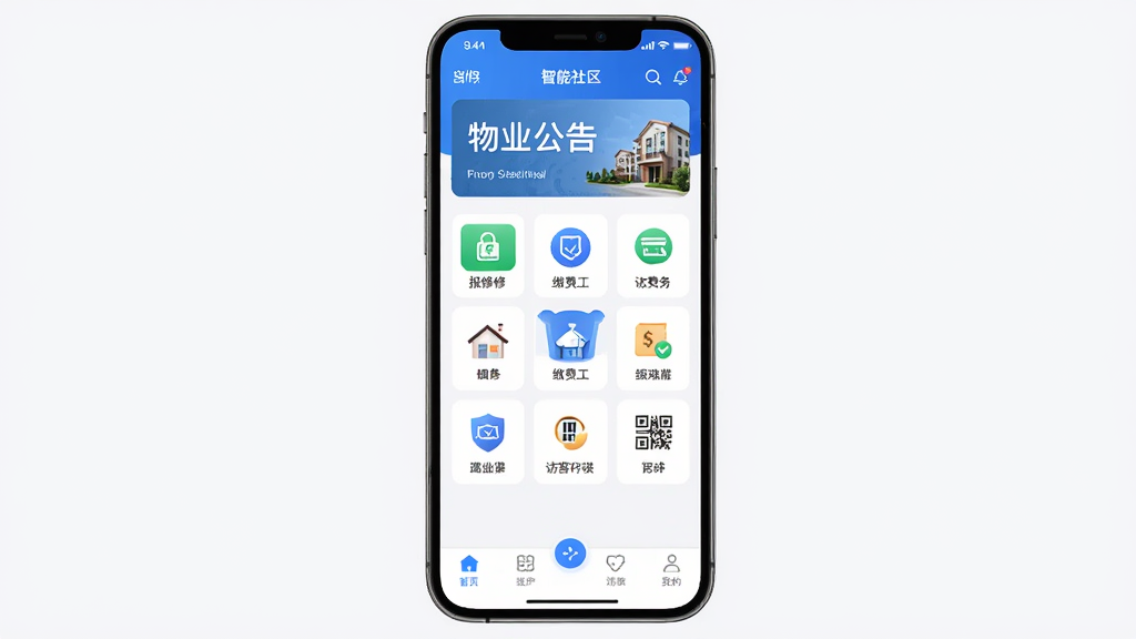 ҵ������������չʾ������Ϊ�ֻ���Ļ��ʾ�ǻ�����APP��ҳ������Ϊ������ҵ���������в�����ͼ�����ӵײ����������Ű��������������Ϊ�ִ���Լ�Ƽ��磬ϸ�ڰ������ް�ť���ɷ���ڡ��ÿͶ�ά���ͼ�꣬���ʸ���ɾ��޶���Ԫ��