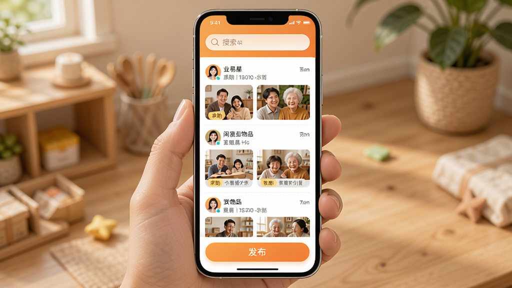 ҵ����APP���ﻥ�����ܽ��棬����Ϊ�ֻ���Ļչʾ���ﻥ����Ϣ��ҳ�棬����Ϊ�������������в������б��ӵײ�������ť���Ű�������η��������Ϊ��ů��������磬ϸ�ڰ���������ǩ��������Ʒ����ͼ���û�ͷ���Ԫ�أ����ʸ���ɾ��޶���Ԫ��