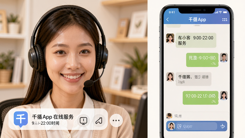 ǧѭapp�ͷ����߷��񳡾�ͼ������Ϊ�ͷ���Ա�������΢Ц���񣬲���Ϊ���ҷ������ͷ��Ҳ��ֻ�������棬���Ϊ��ܰ����磬ϸ�ڰ���ǧѭapp���촰�ڡ����߿ͷ���ʶ��9:00-22:00����ʱ����ʾ�����������ɾ��޶���Ԫ��