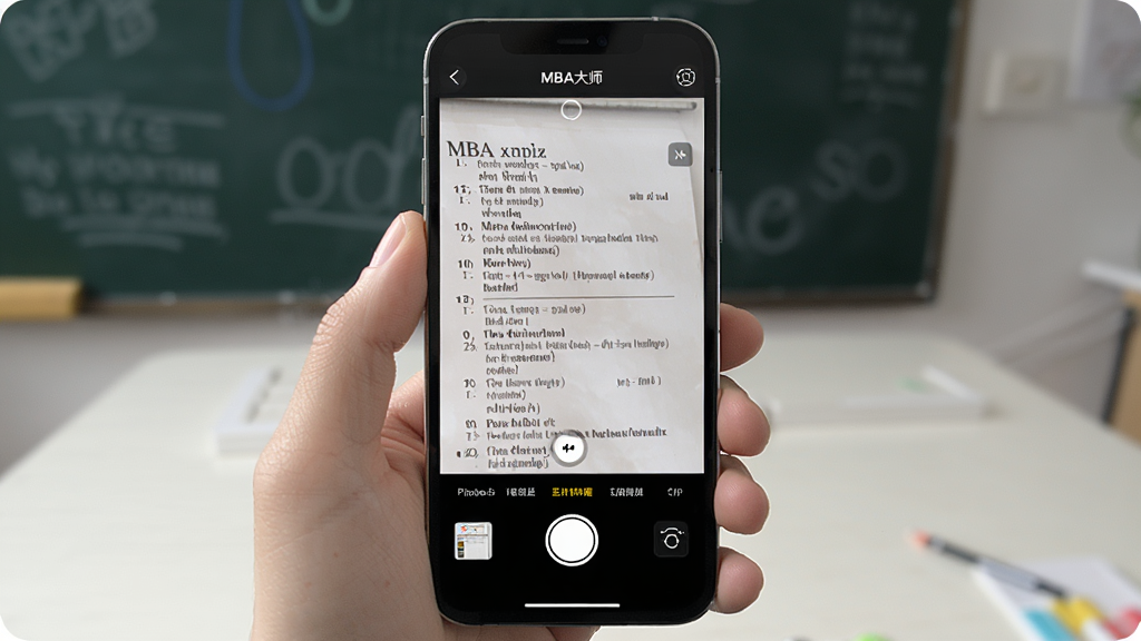 MBA��ʦAPP�������⹦�ܽ��棬�ֻ�����ͷ��׼��Ŀ����Ļ��ʾ������������������񣬸��廭��