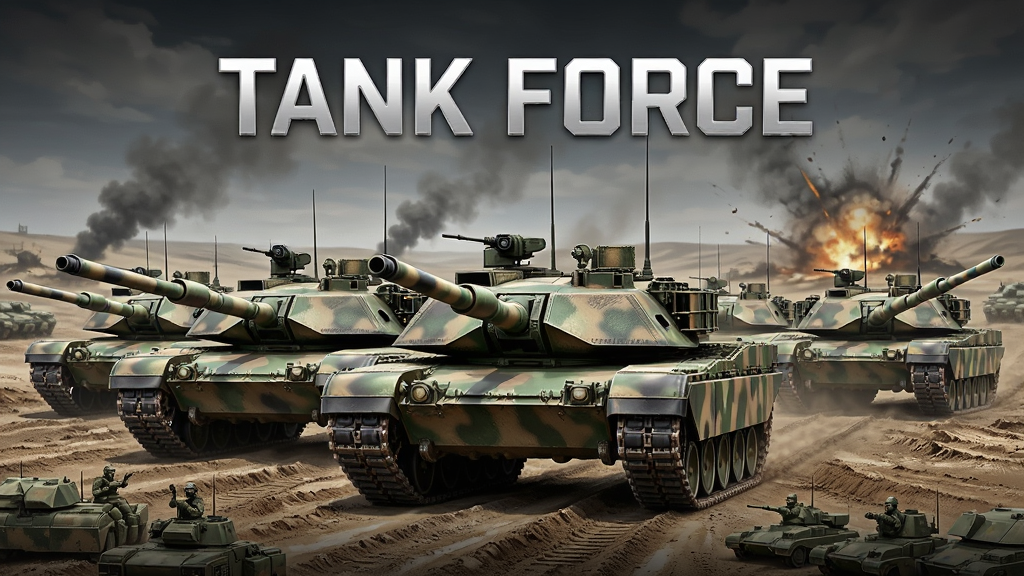 ̹������ Tank Force ��Ϸ�����棬�����ִ�̹����ս�����жӣ�����Ϊװ�׳�����ս�����������ֲ��ú���ͼ���Ű�����������дʵ���£�ϸ��չʾ̹���ڹܡ��Ĵ����Բ�Ϳװ�����ʸ��壬�ɾ����޶���Ԫ��