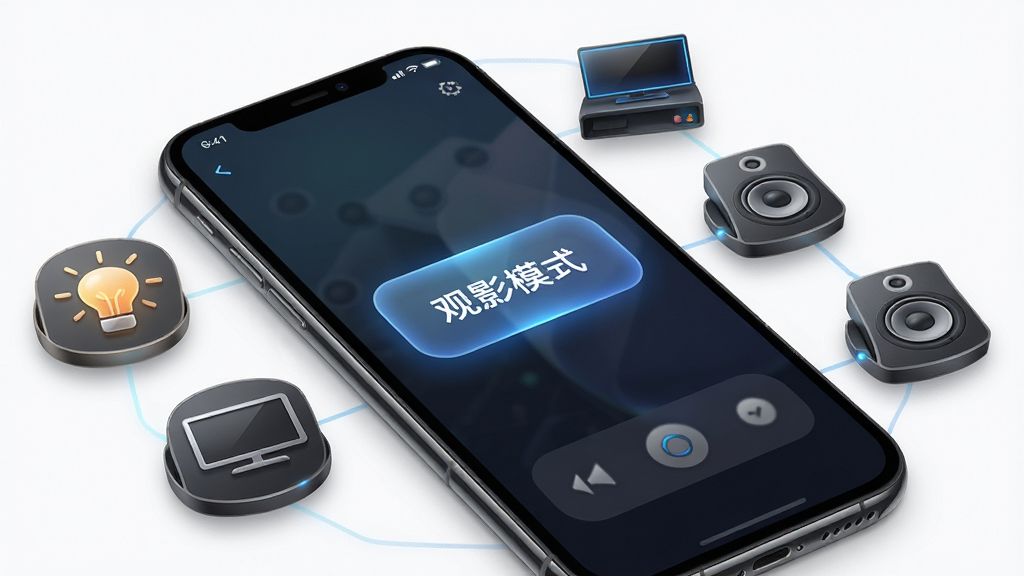����ң����App����չʾ�����������ܣ��ֻ���Ļ���й�Ӱģʽ��ť����Χ�����ŵƹ⡢���ӡ�����ͼ�꣬�������������Ƽ��У�ϸ�ھ��£����ʸ��壬�ɾ����޶���Ԫ��